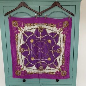 Purple and Gold Chain Print Scarf